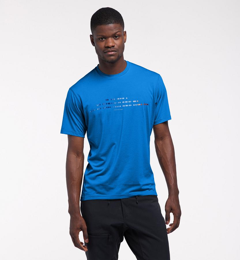 Haglöfs Mens Ridge T-Shirt Blue New Zealand 32164XNTE